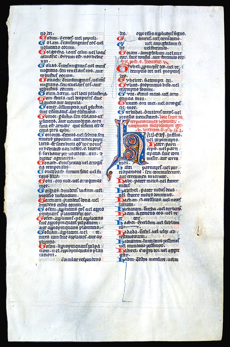Medieval Bible Leaf - Lexicon - G and H names