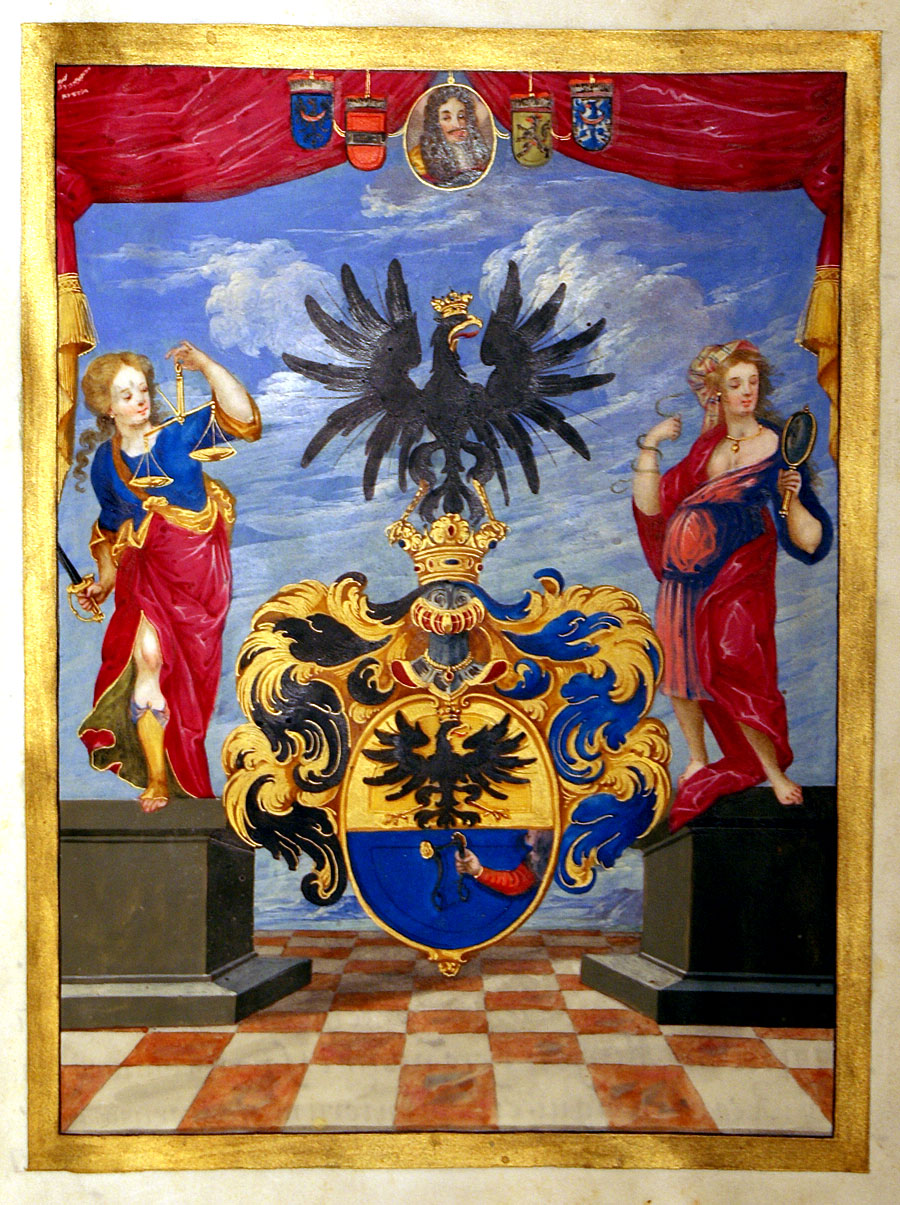 Leopold I Illuminated Grant of Arms with Royal Seal, c. 1699