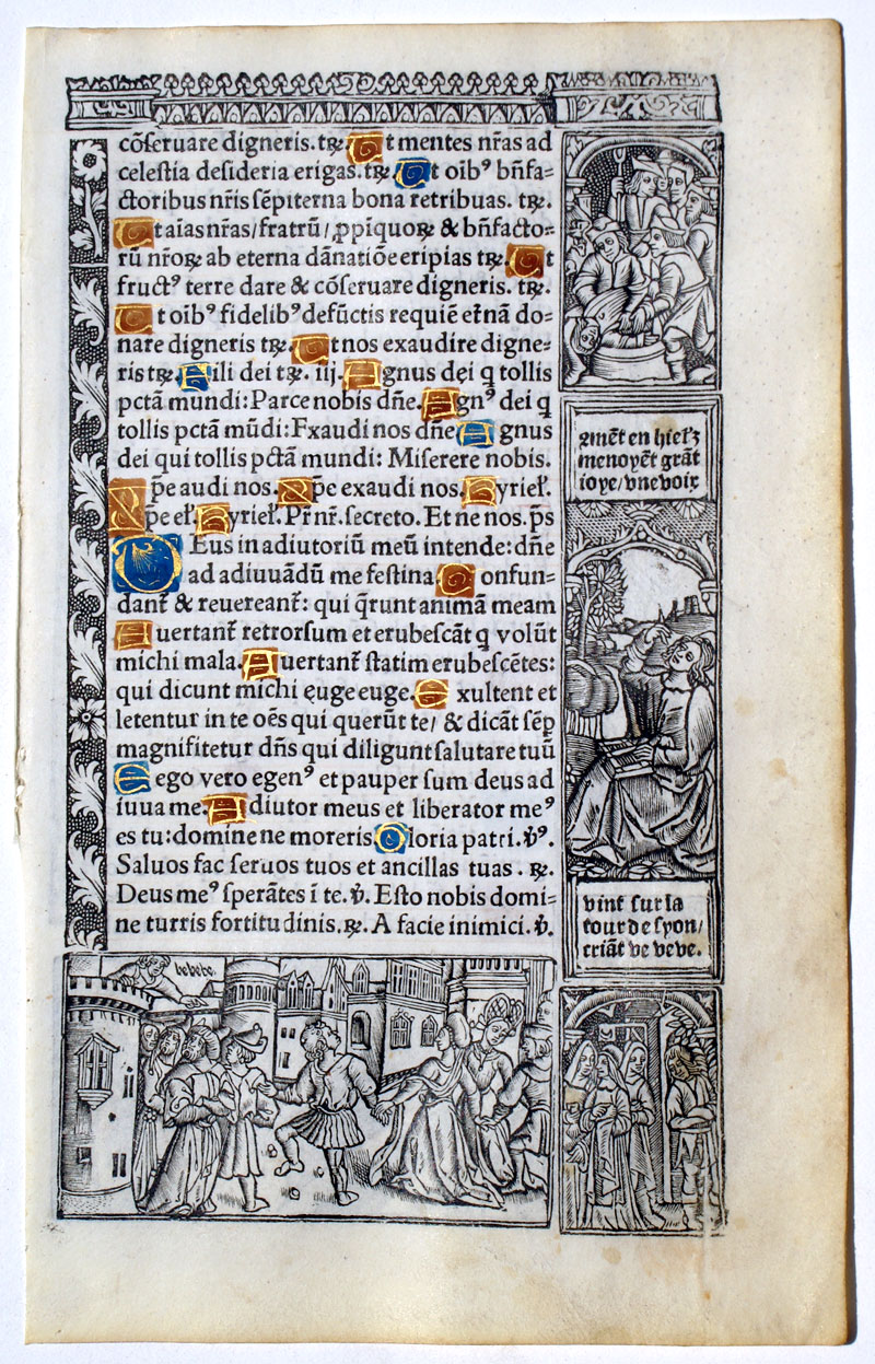 Book of Hours Leaf - c 1518 - Printed & Hand-Illuminated