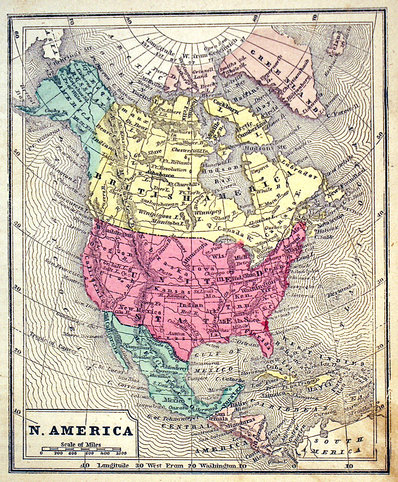 NORTH AMERICA c. 1857 - Morse & Gaston