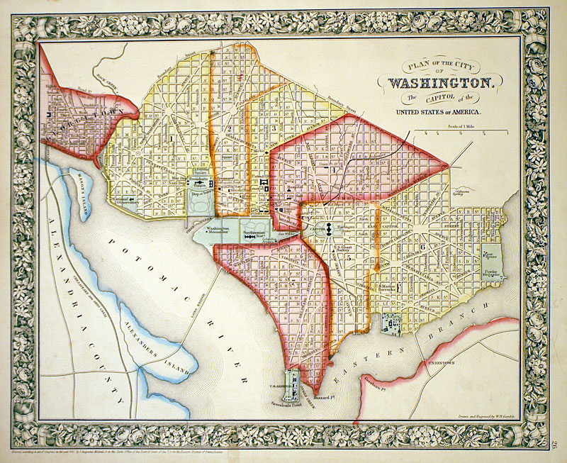 ''Plan of the City of Washington...'' c 1861 Mitchell