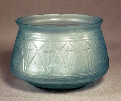Early Christian Drinking Glass or Beaker - Rare Cross Motif