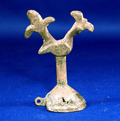 A Bronze Rooster Finial - c 10th - 12th century AD