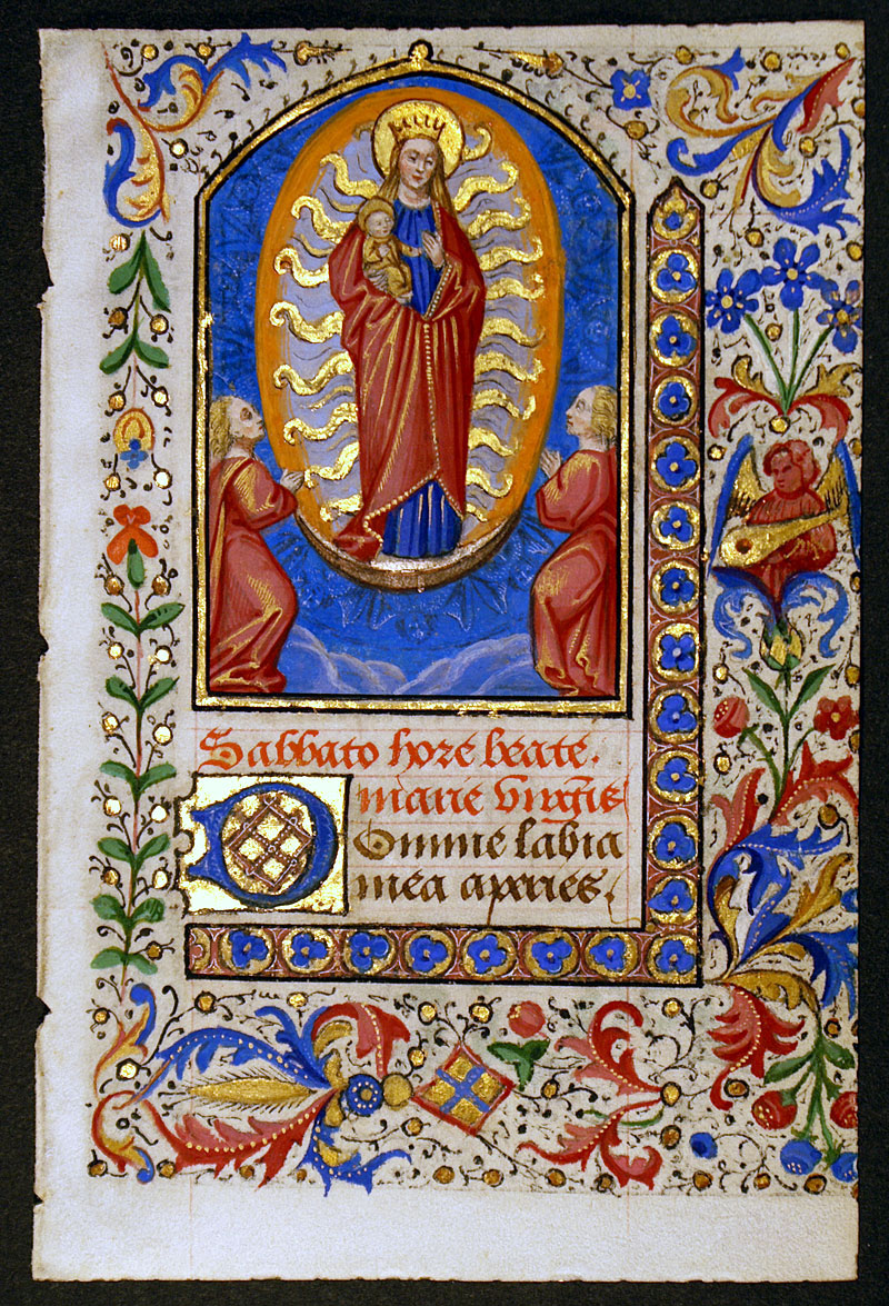 Medieval Book of Hours Leaf - Virgin of the Apocalypse