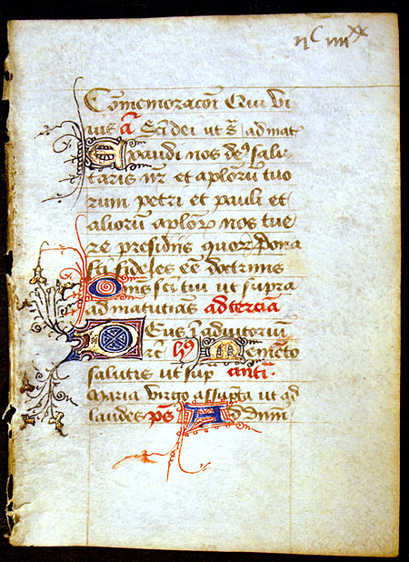 Medieval Psalter Leaf - Several intricate initials