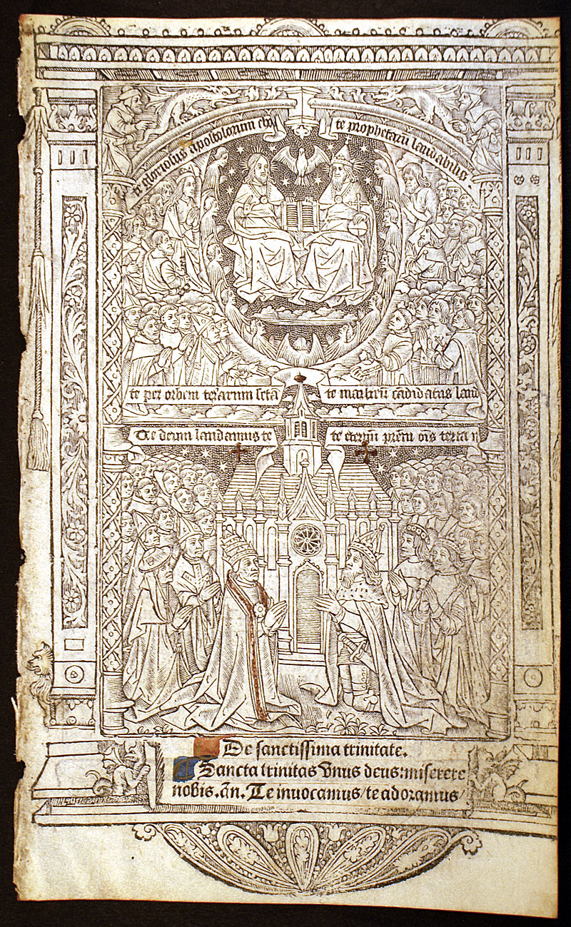The Trinity - c 1506 Book of Hours Leaf on Vellum