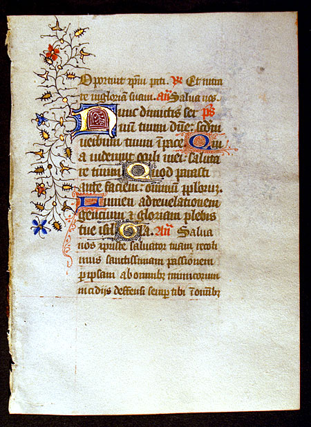 Medieval Book of Hours Leaf - Canticle of Simeon