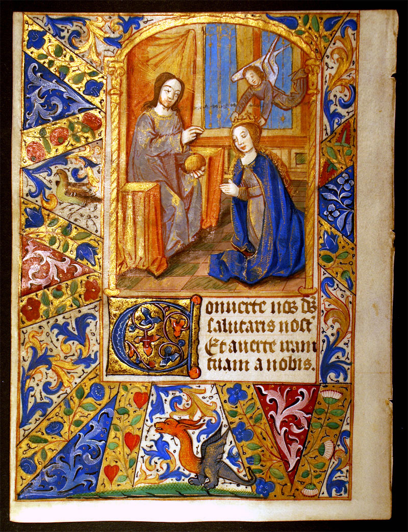 Medieval Book of Hours Leaf - The Coronation of the Virgin Mary