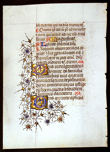 Medieval Book of Hours Leaf - Italian - Intricate Borders
