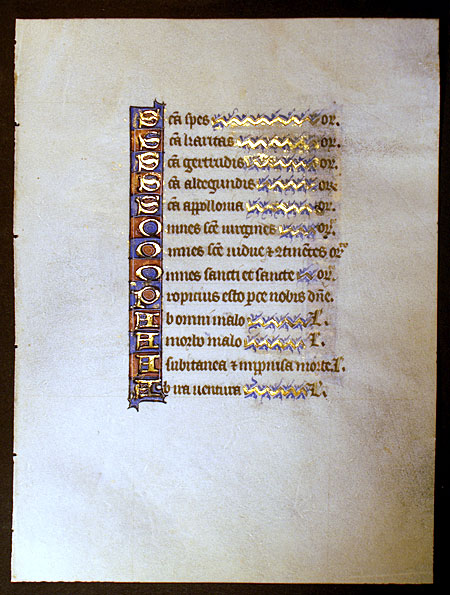 Medieval Book of Hours Leaf - Litany of the Saints