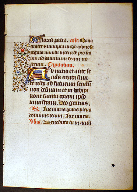 Medieval Book of Hours Leaf - Delicate Rinceaux Border