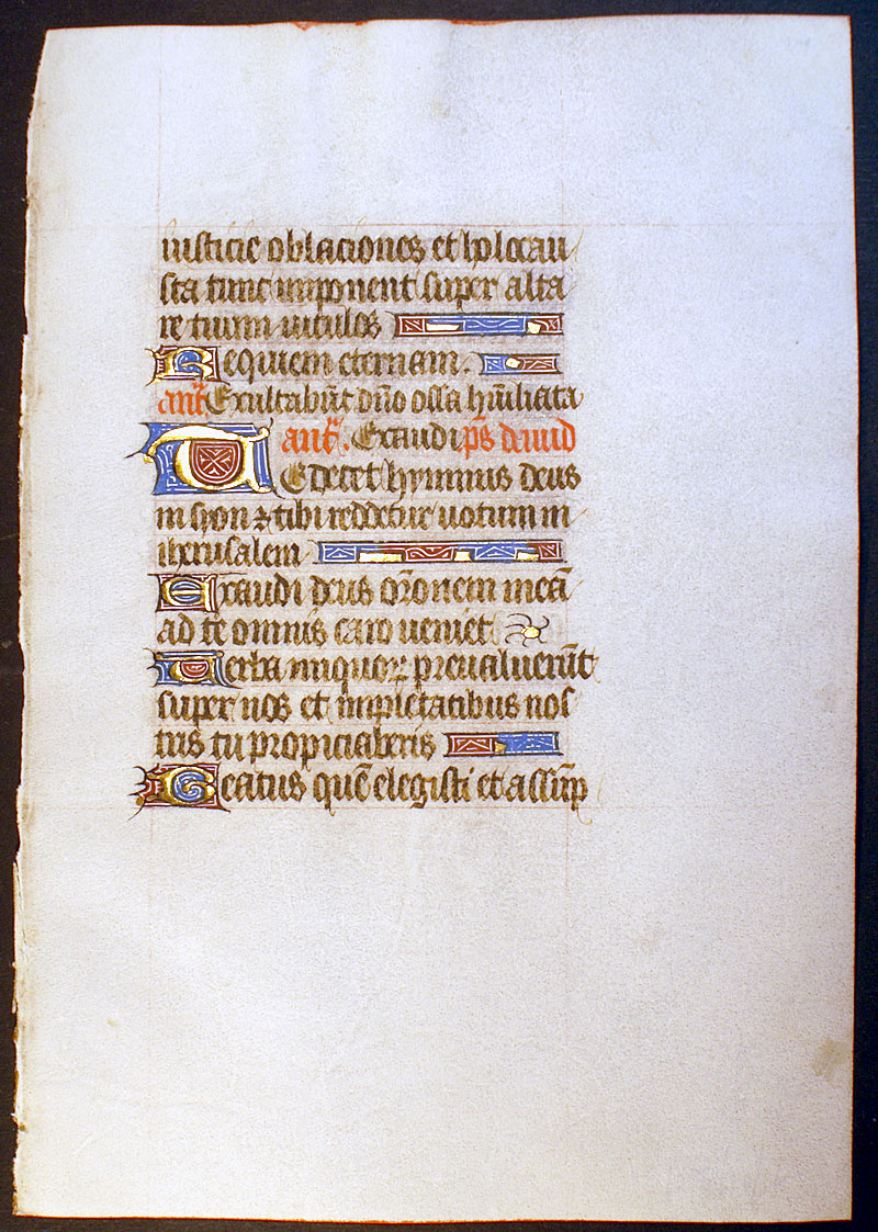 Medieval Book of Hours Leaf - c 1430 - Northern France - Psalms