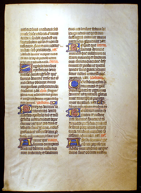 Medieval Missal leaf - Saints Matthew and Maurice