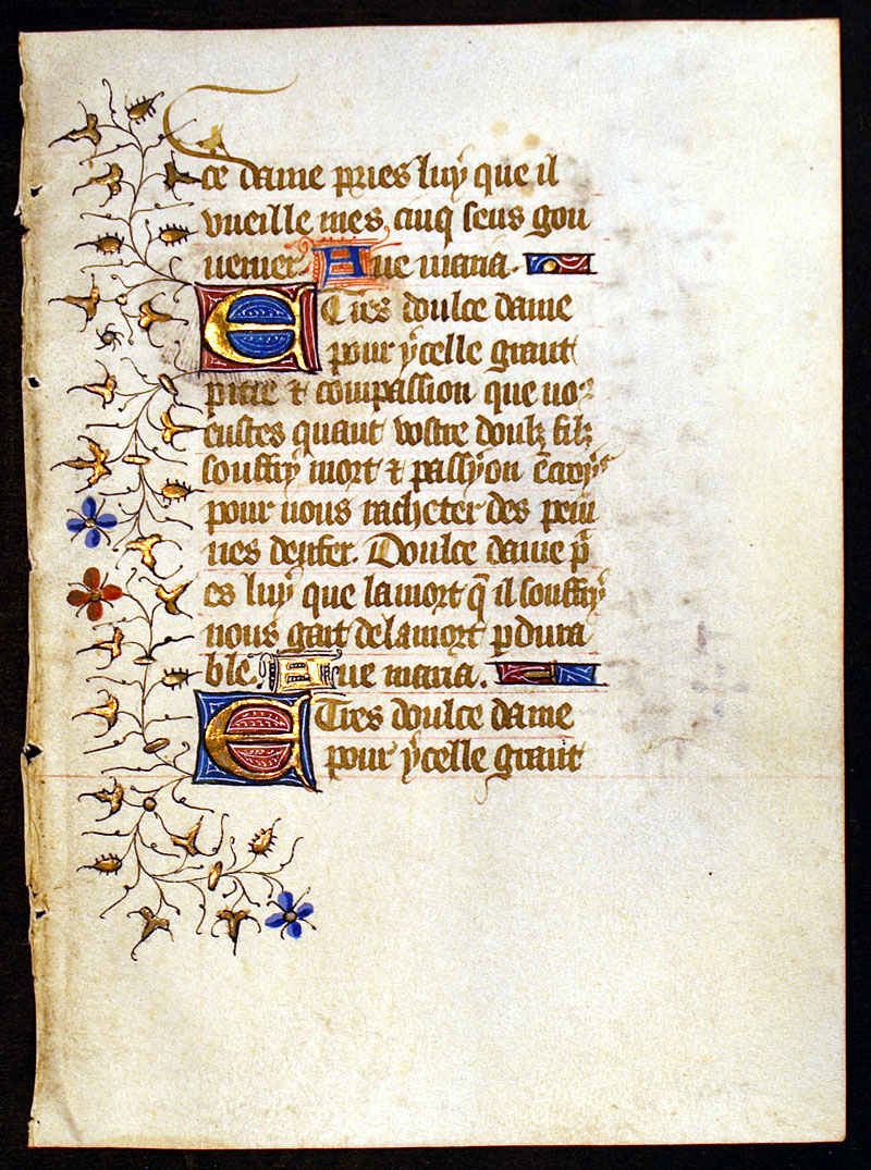 Medieval Book of Hours Leaf - Beautiful Rinceaux Borders