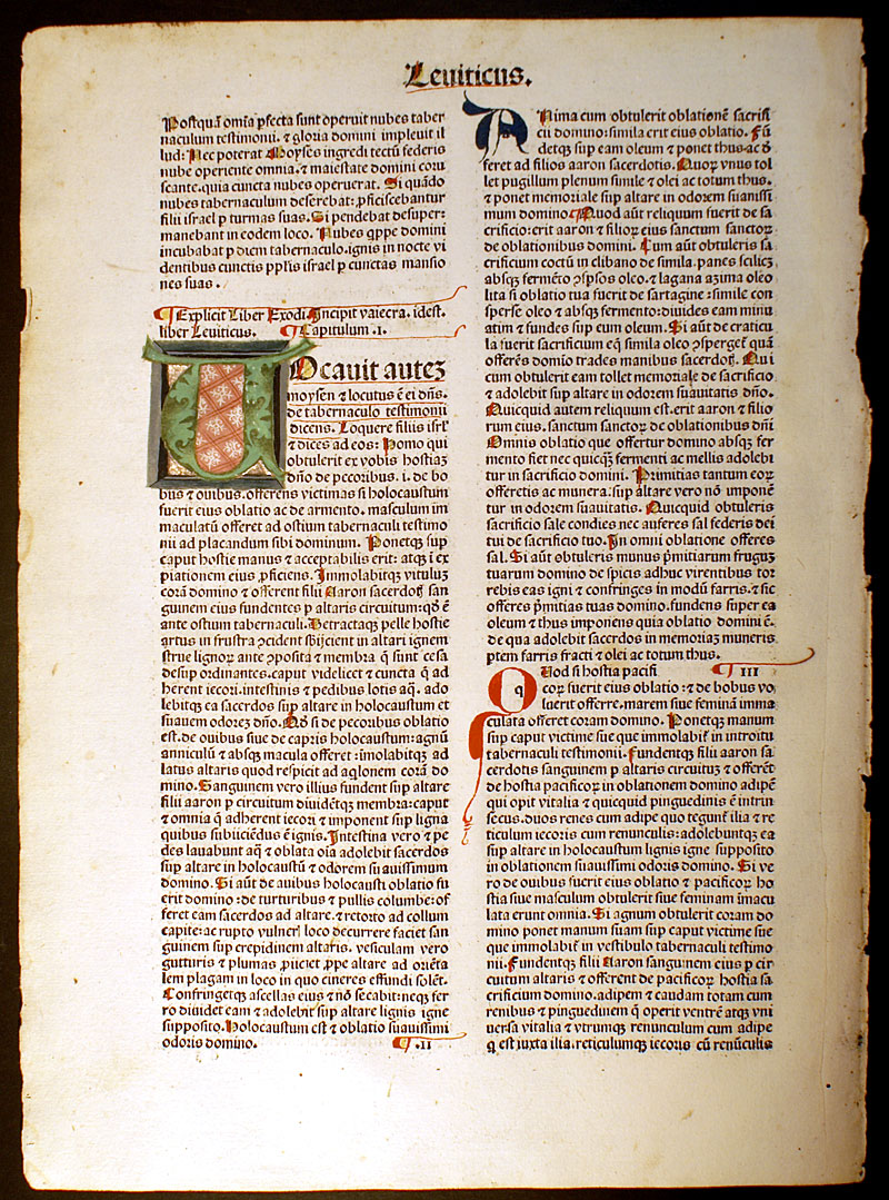 Scarce Herbort Bible Leaf - Printed 1484
