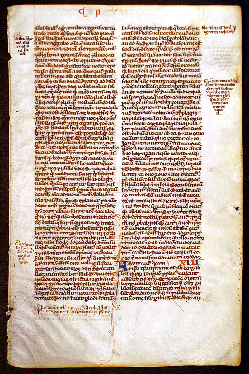 Medieval Bible Leaf - Luke - Extensive glossing