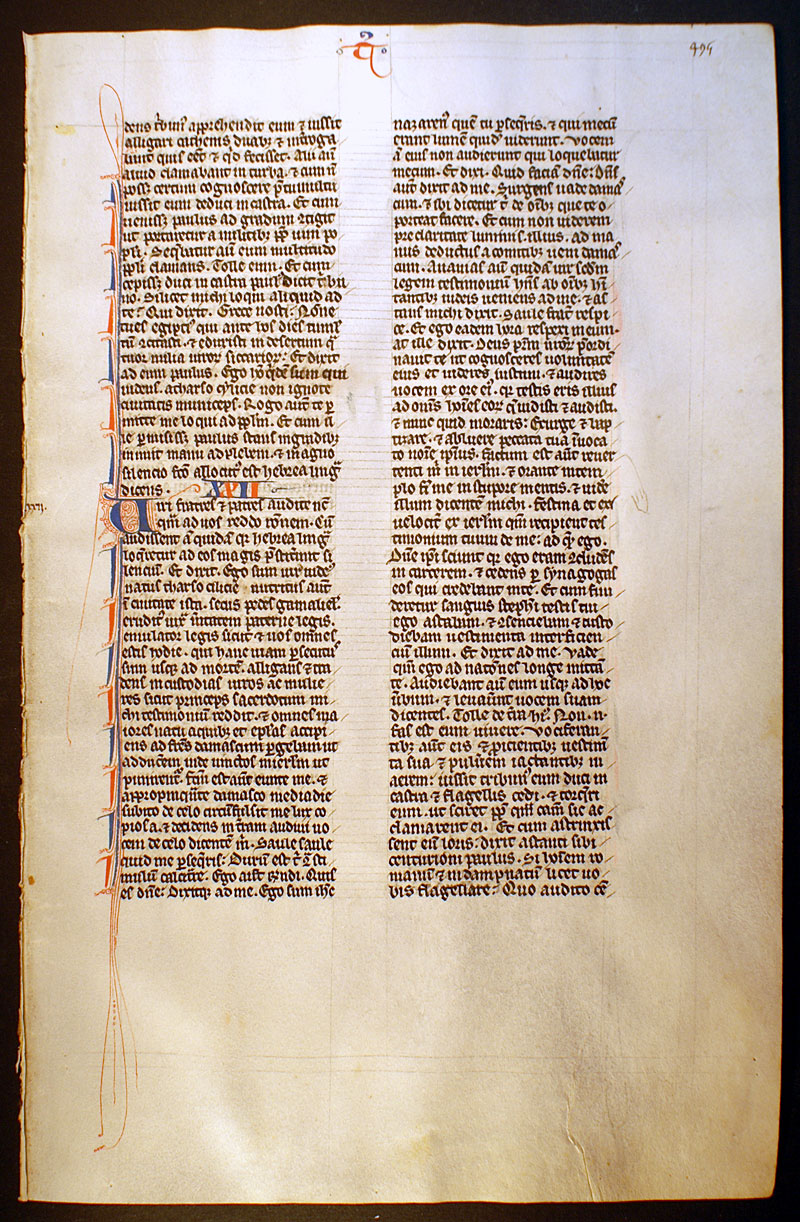 Medieval Bible Leaf - c 1247 - Conversion of Paul