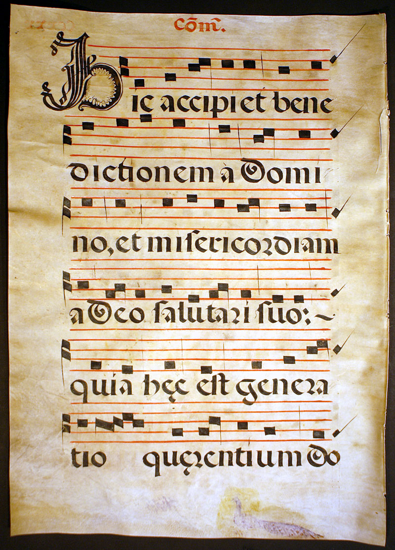 Gregorian Chant - c 1550 Spain - Peacock in margin