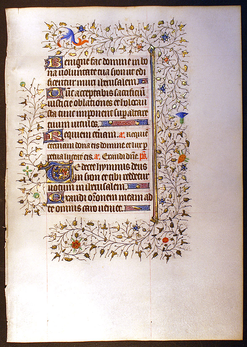 Medieval Book of Hours Leaf c 1420-40 - Elaborate Borders