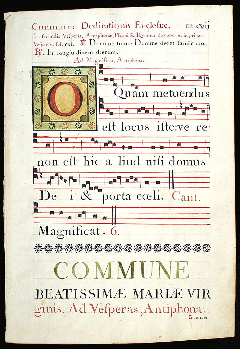 Gregorian Chant - c 1778 Italy - 4 line stave