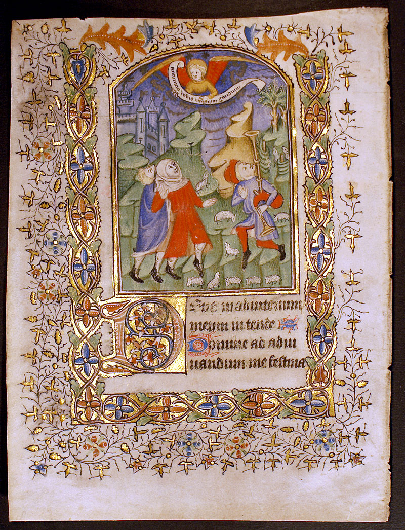 Annunciation to the Shepherds - Medieval Book of Hours Leaf