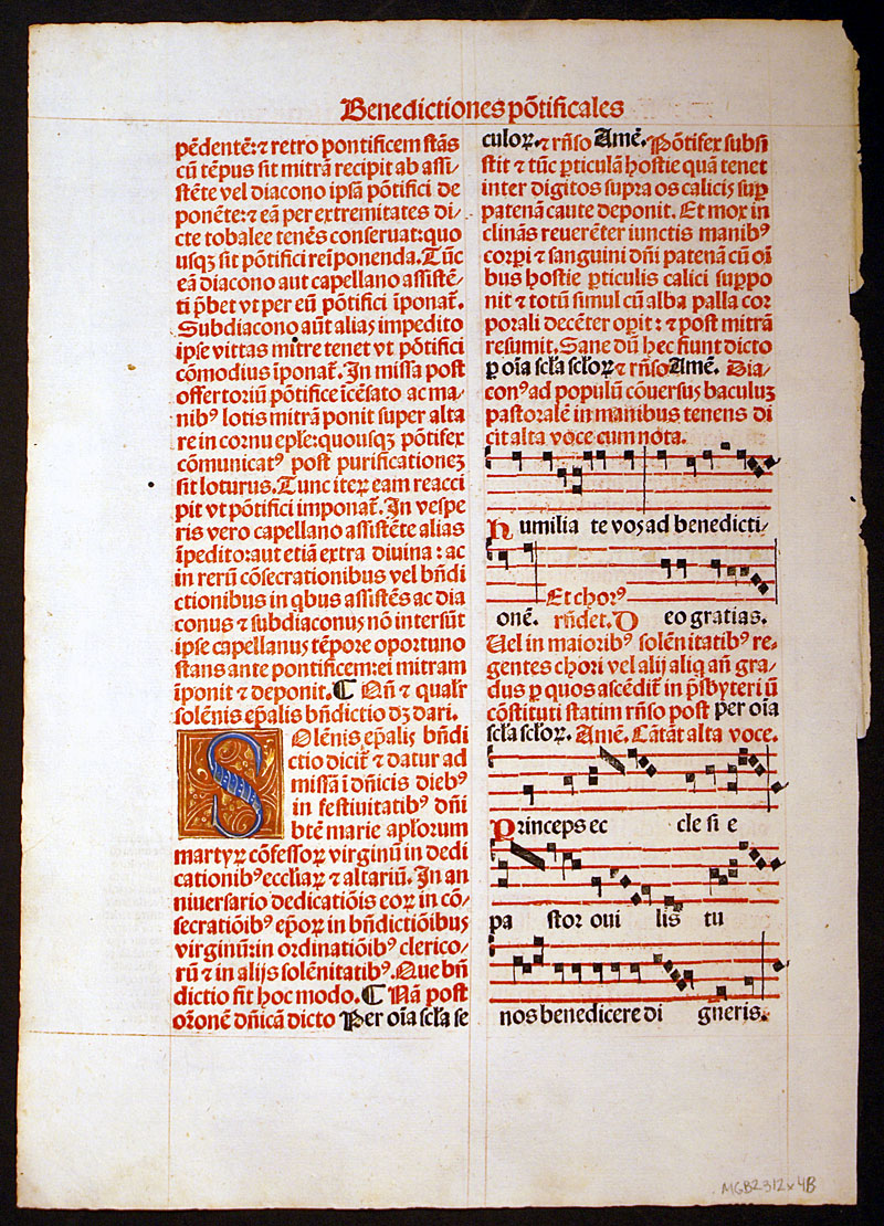 Pontifical Leaf 1503 Guinta Press - Music - illuminated initials