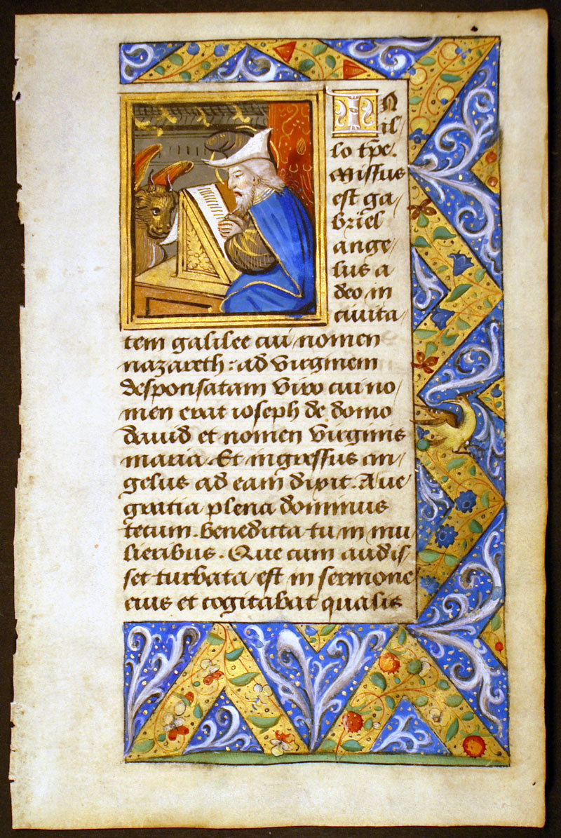 Book of Hours Leaf with miniature of St Luke - Master Jean Coene