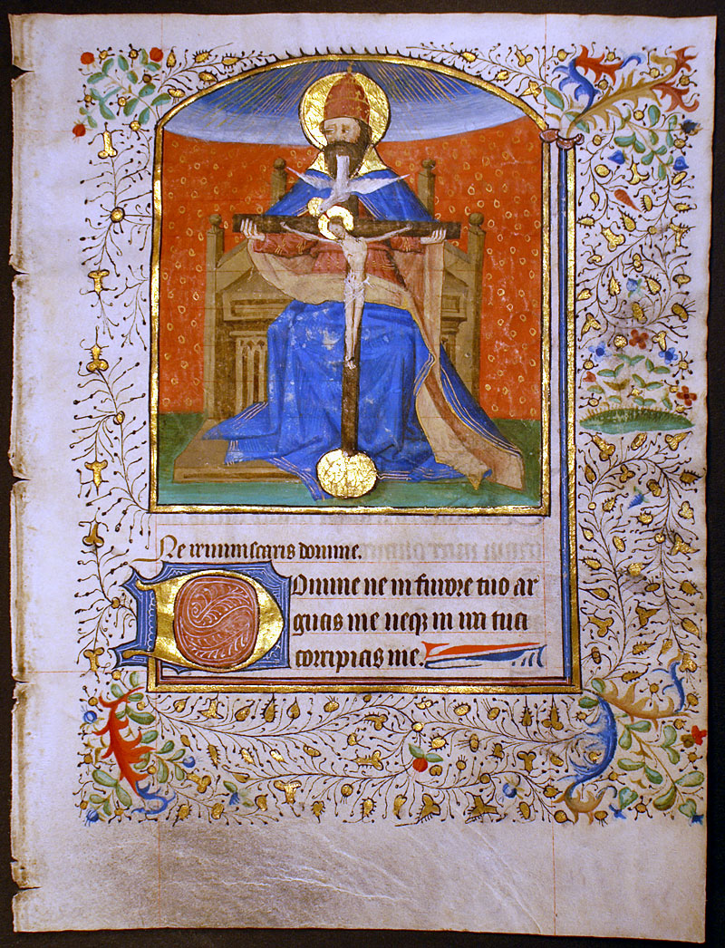 Medieval Book of Hours Leaf - The Throne of Grace - c 1450