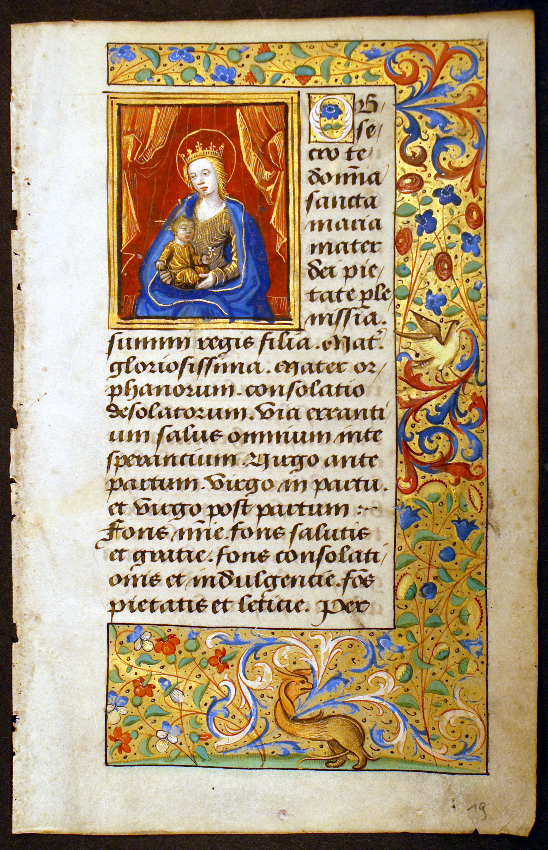 Book of Hours Leaf - Madonna & Child - whimsical creature