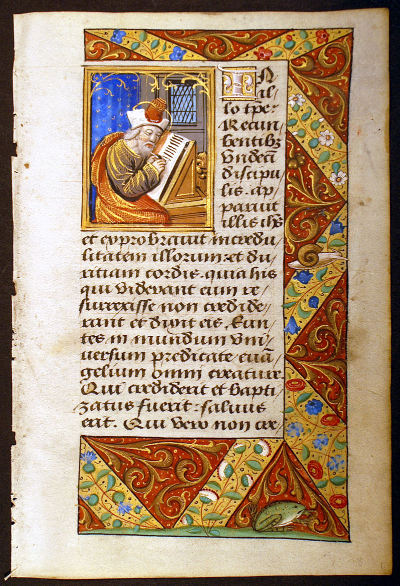 Book of Hours Leaf - St. Mark - Frog and Snail
