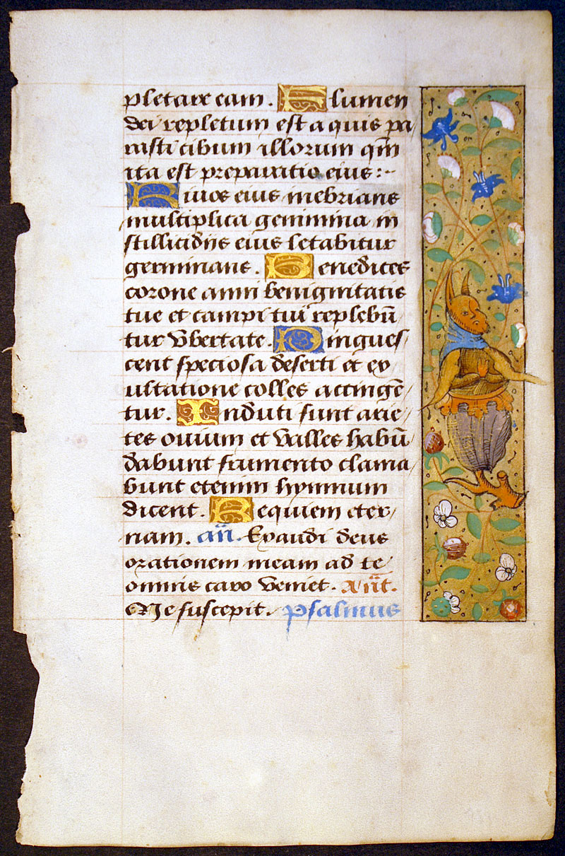 Book of Hours Leaf - Unusual creature sprouting from a tree!