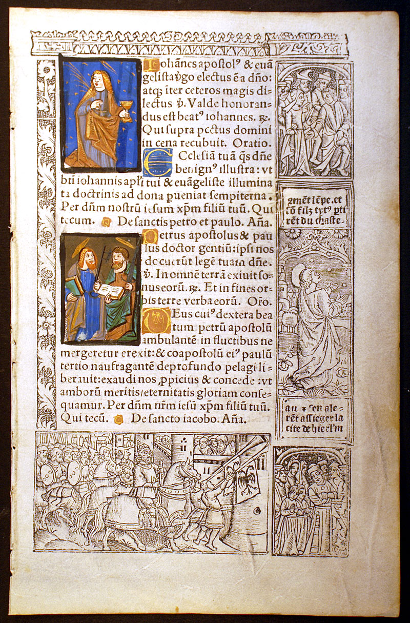 John, Peter, Paul, James Miniatures - c 1518 Book of Hours Leaf