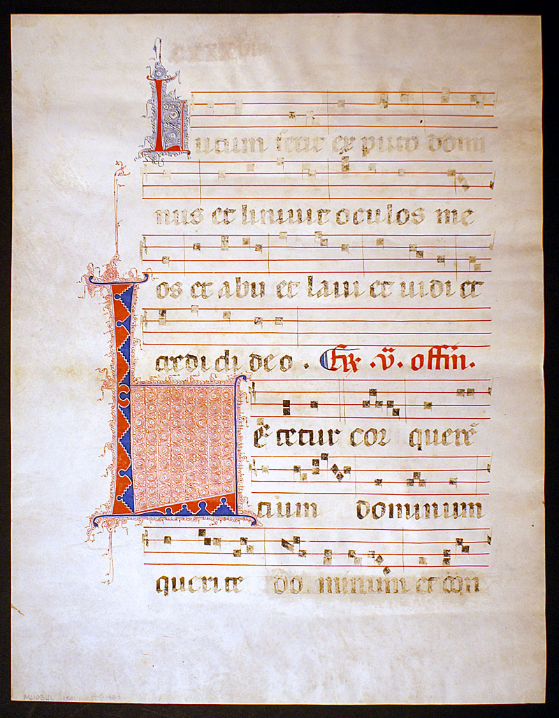 Early Gregorian Chant - c 1375-1400 with great puzzle initial
