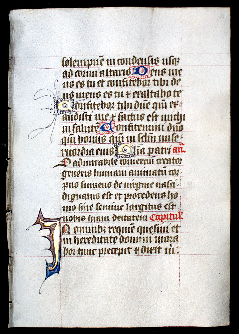 Medieval Book of Hours Leaf c 1450 - Sarum Use - Psalms