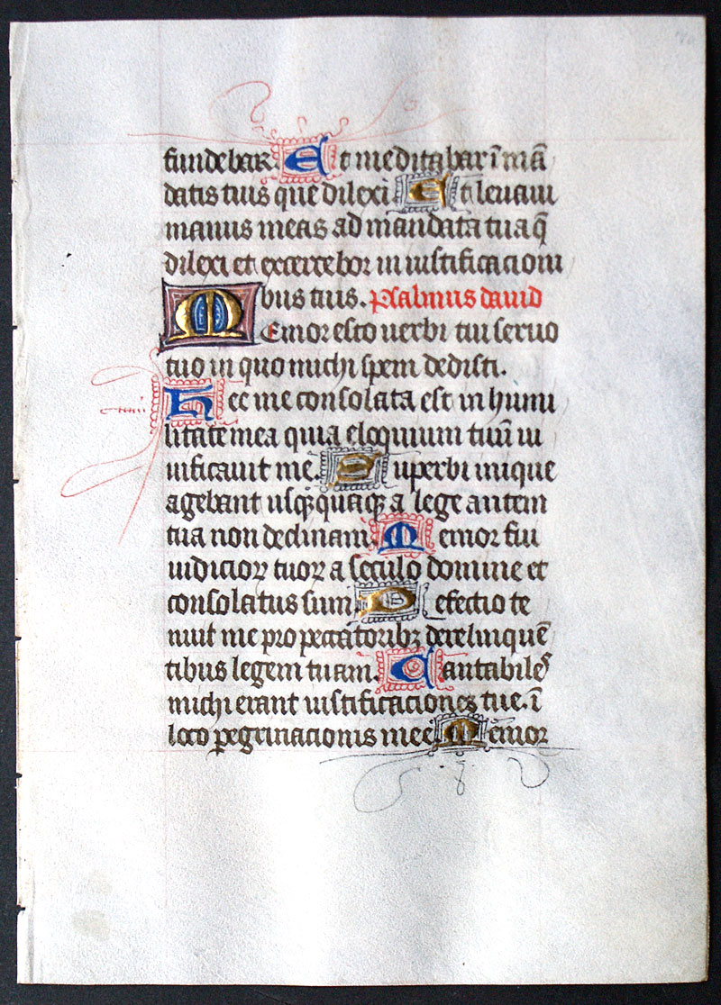 A Medieval Book of Hours Leaf c 1450 - Sarum Use - Psalms