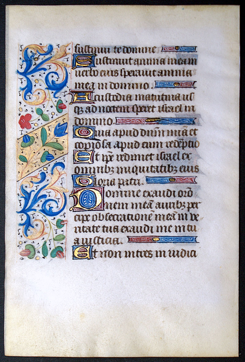 Medieval Book of Hours Leaf c 1450-60 Elegant Border - Psalms