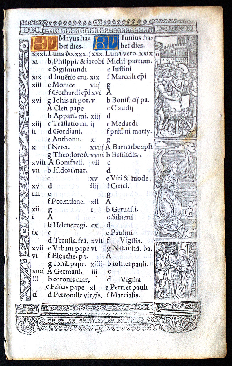 Calendar leaf May - August c 1518 (4 Months)