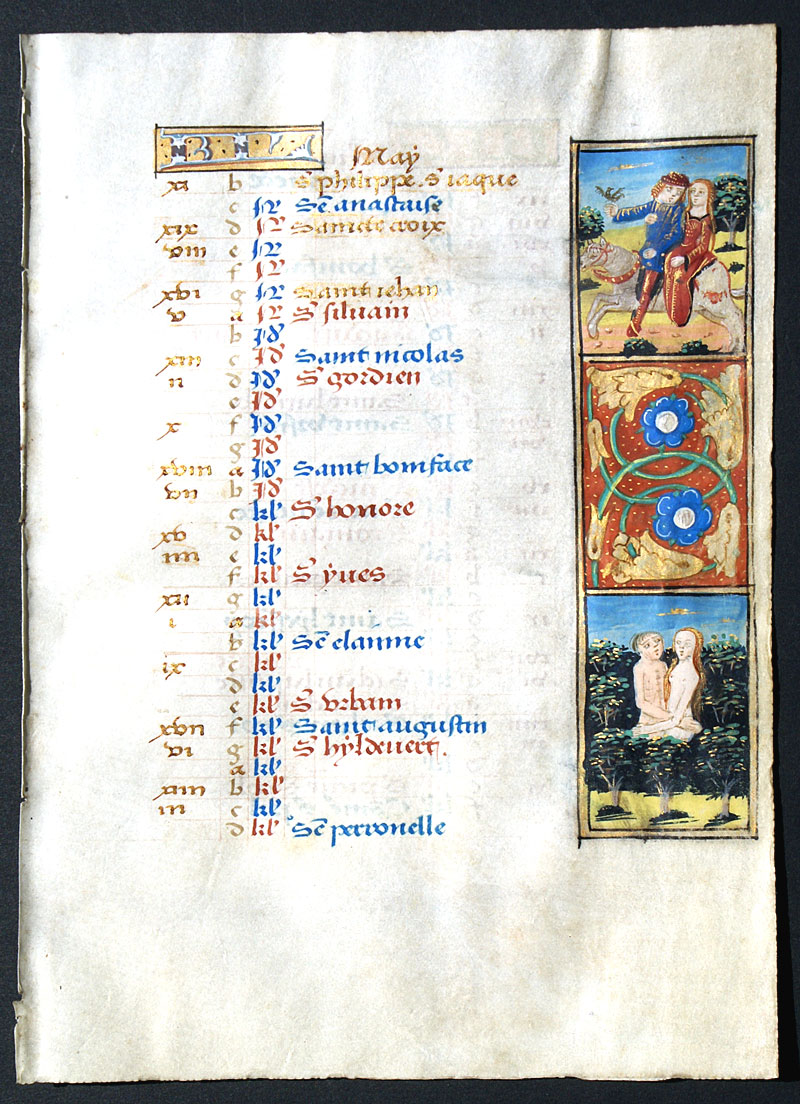 Book of Hours Calendar Leaf for May & June - Rouen, c 1490-1510