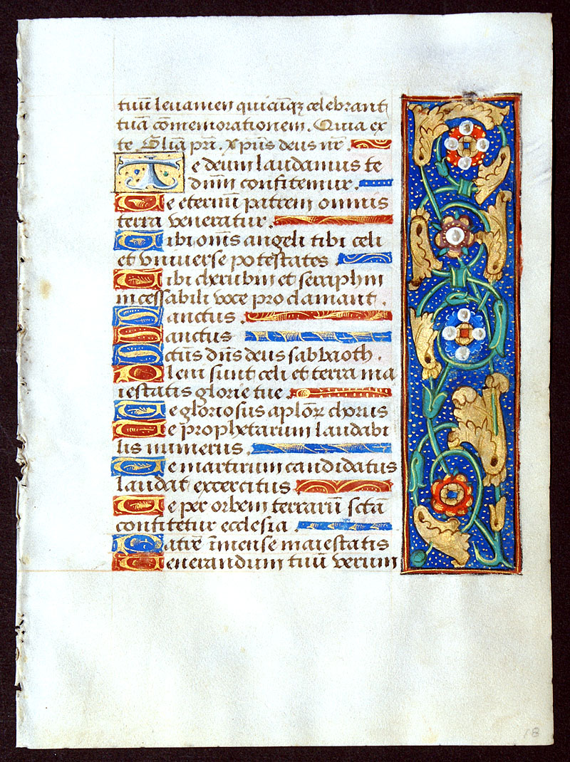 c 1490-1510 Book of Hours Leaf - Elaborate borders - Rouen