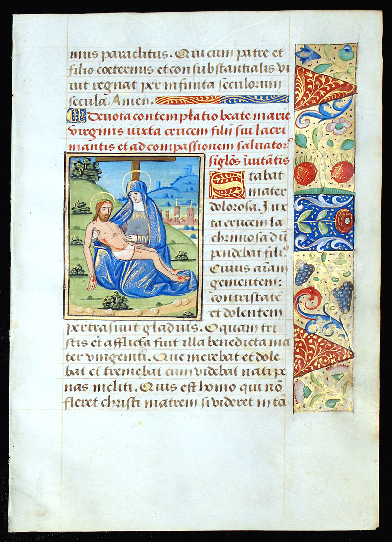 Book of Hours Leaf c 1470-90 - Pieta Miniature Painting