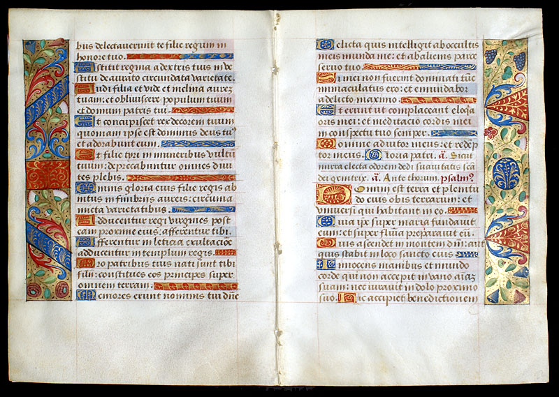 A Medieval bifolium - continuous Book of Hours leaves - 1470-90