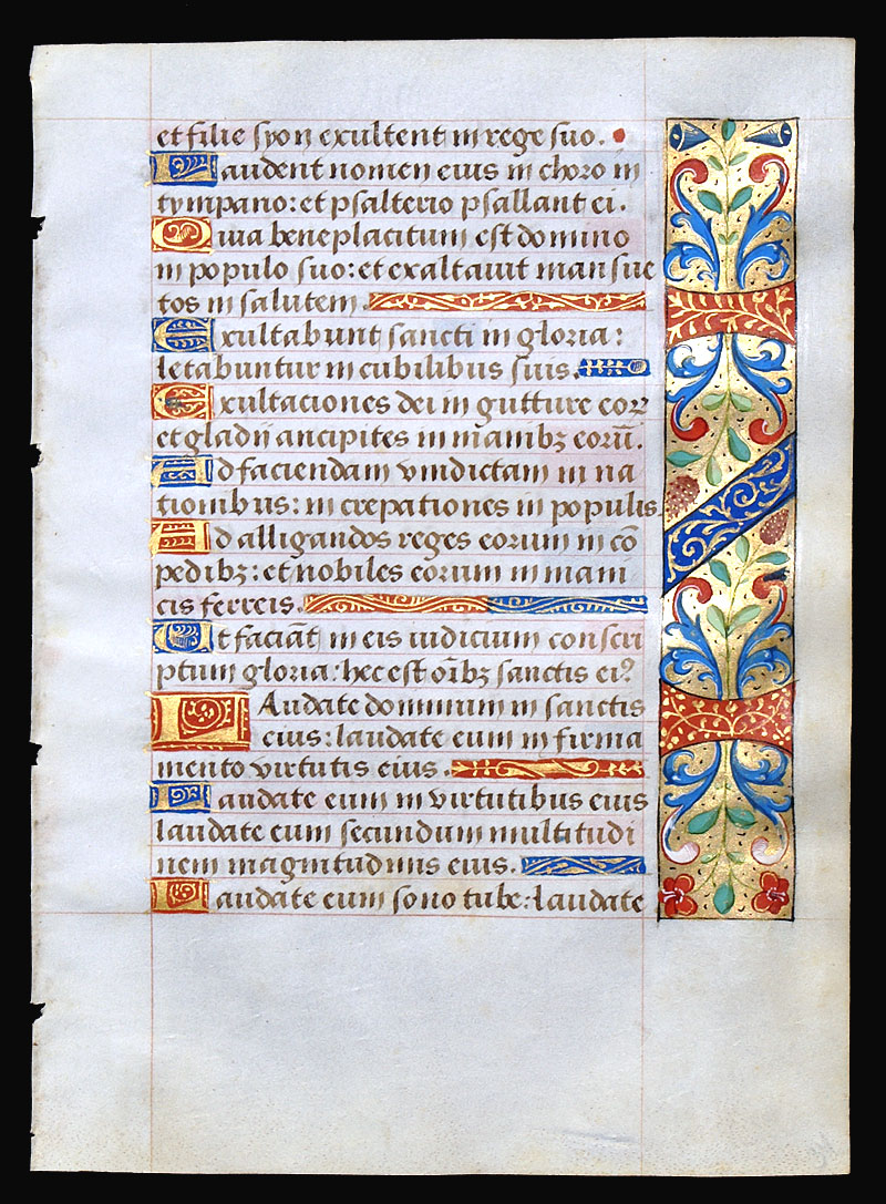 A Book of Hours Leaf with vibrant & elaborate borders