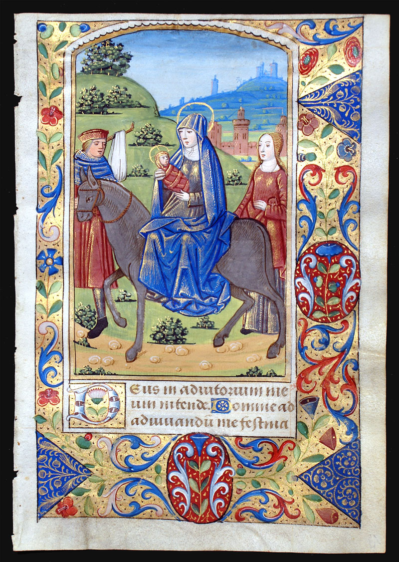 Book of Hours Leaf c 1470-90 - Flight into Egypt