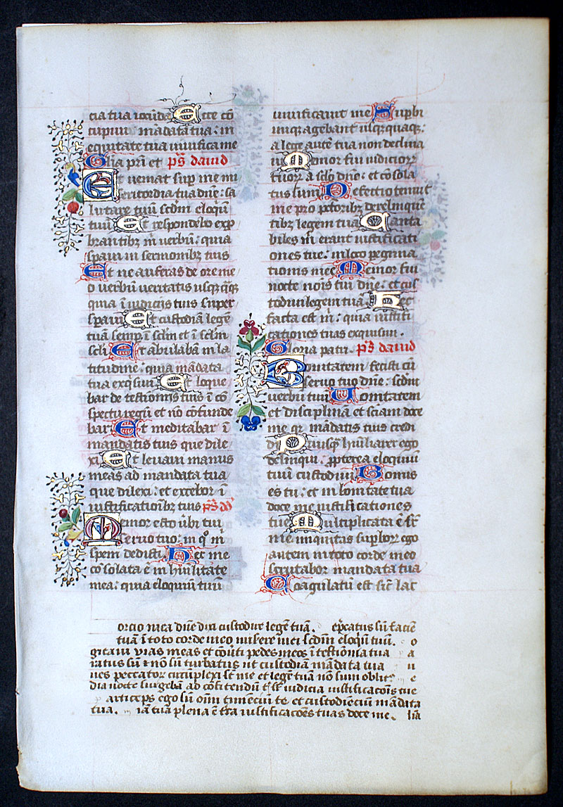 A Breviary Leaf with beautiful illuminations, c 1475 France