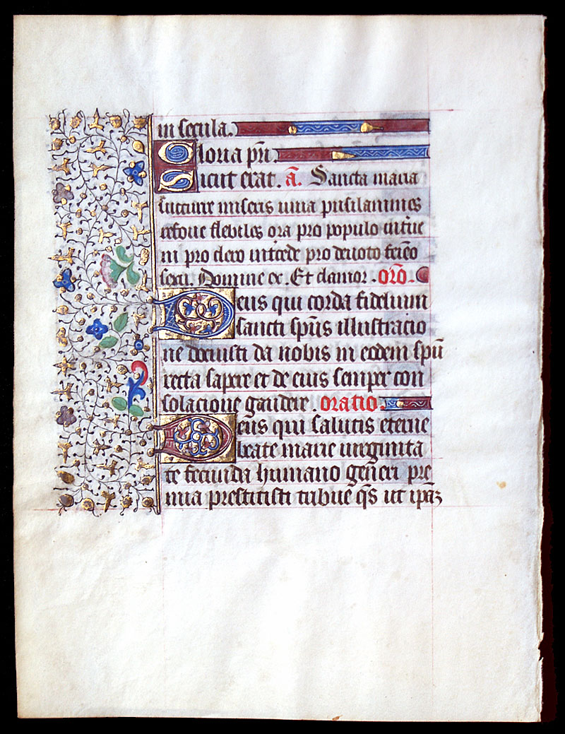 Medieval Book of Hours Leaf - c 1440-50 - Magnificat - Luke