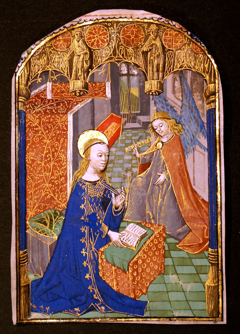 Annunciation - Lucon Master Medieval Book of Hours Cutting