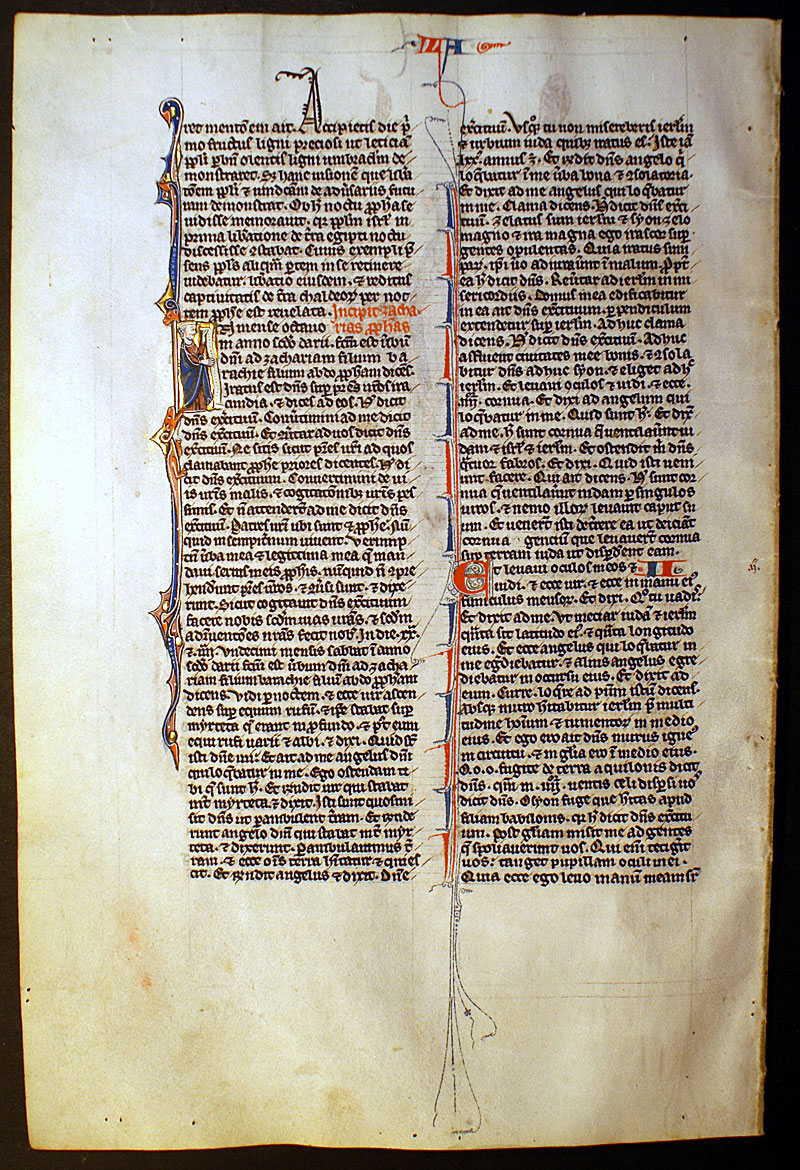 Medieval Bible Leaf - Zechariah - Dragons