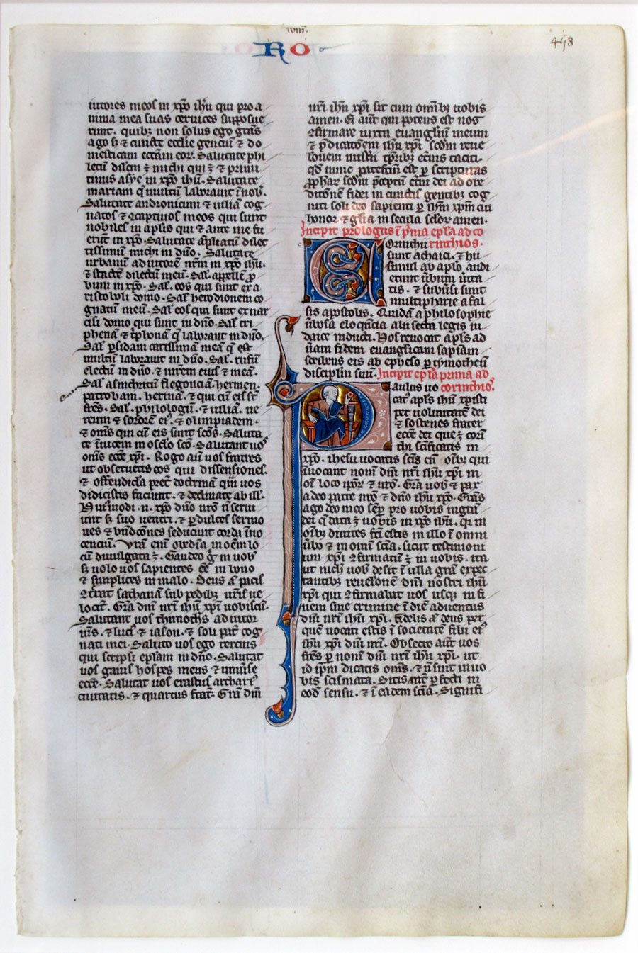 c 1247 Bible Leaf with miniature of St Paul