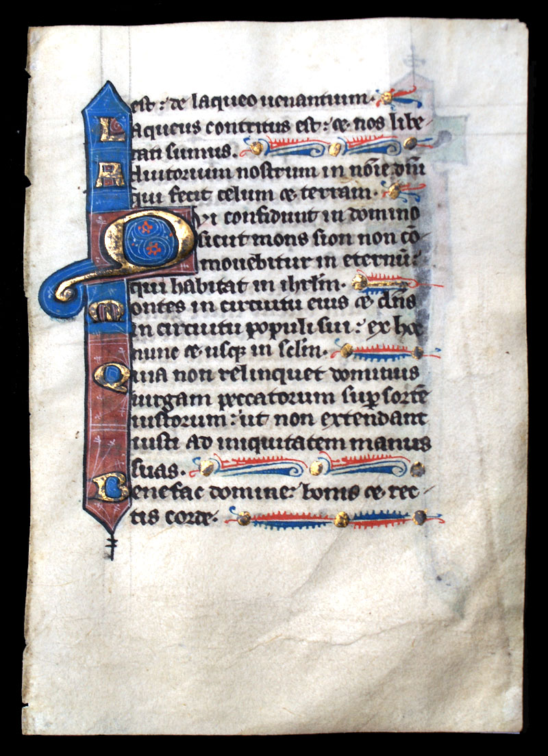Medieval Psalter Leaf - c. 1200, Elaborate initials