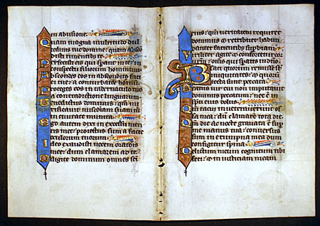 Medieval Psalter Leaves - 2 Continuous Leaves